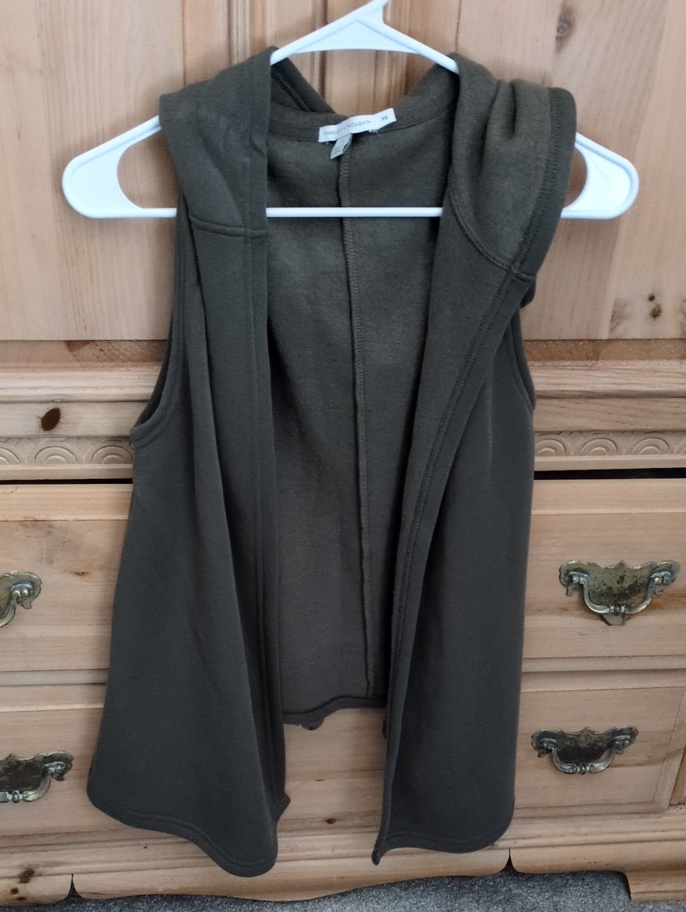 Threads 4 Thought Olive Green Hooded Knit Vest